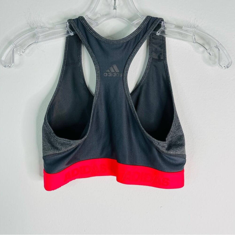 Adidas grey pink logo athletic activewear gym yoga sports bra small - Picture 5 of 5